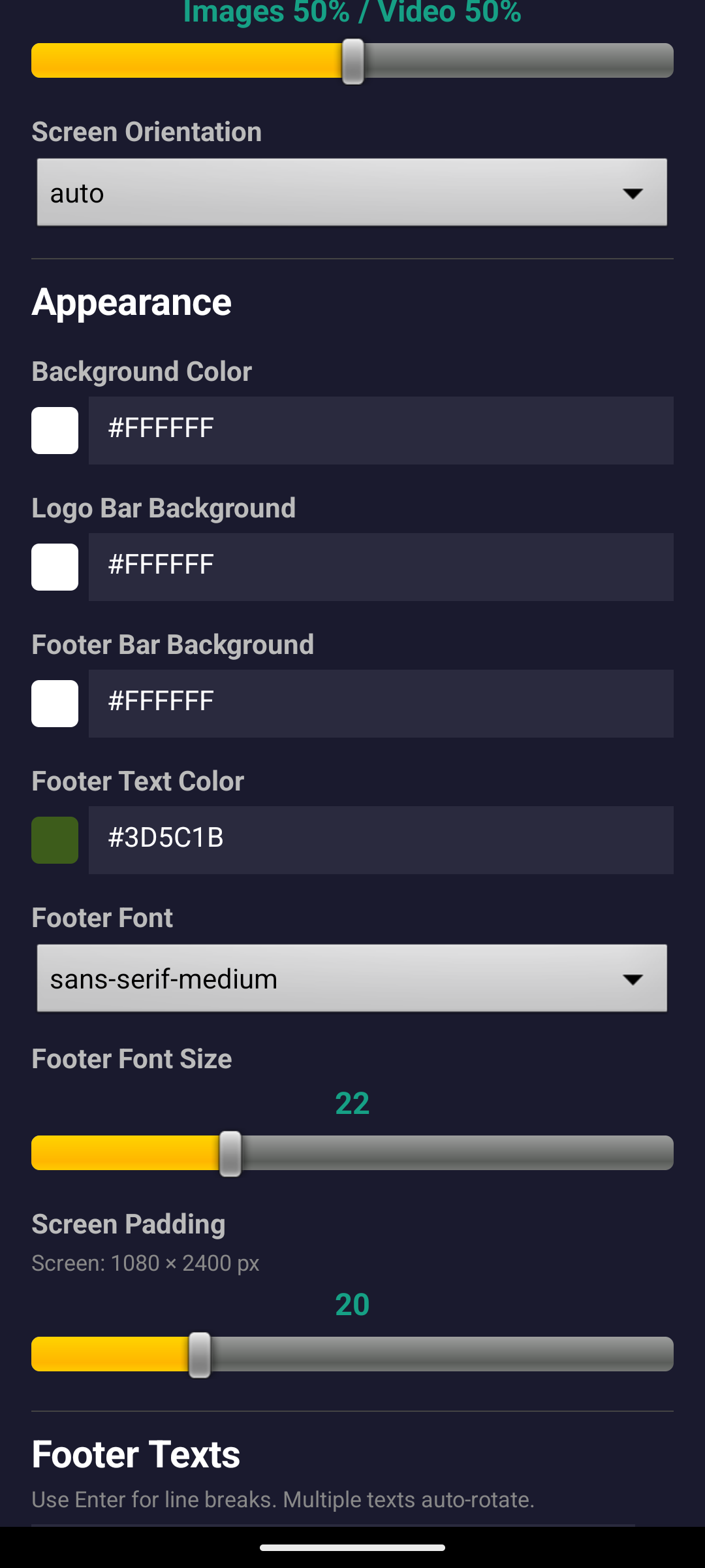 KioskPilot Appearance - Colors and Padding