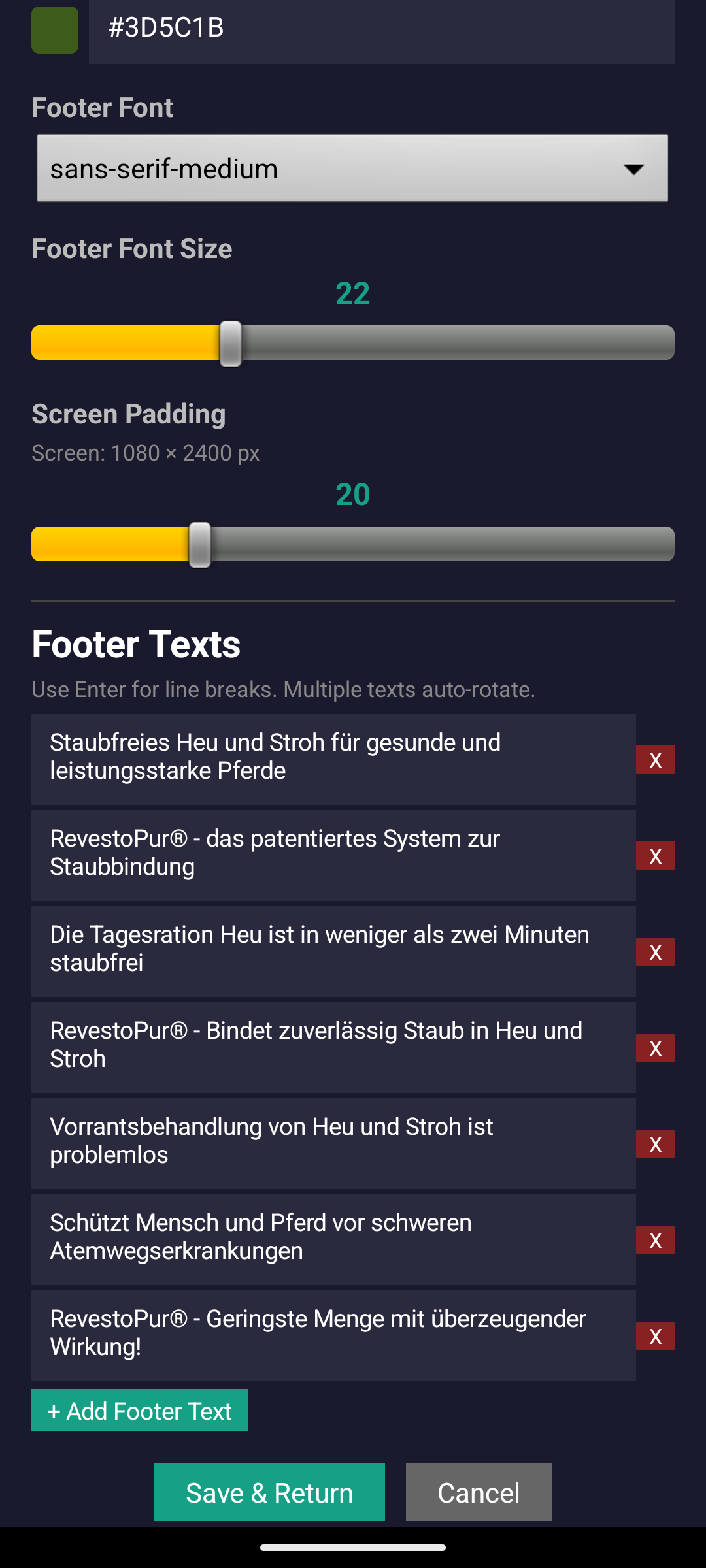 KioskPilot Appearance - Footer Text